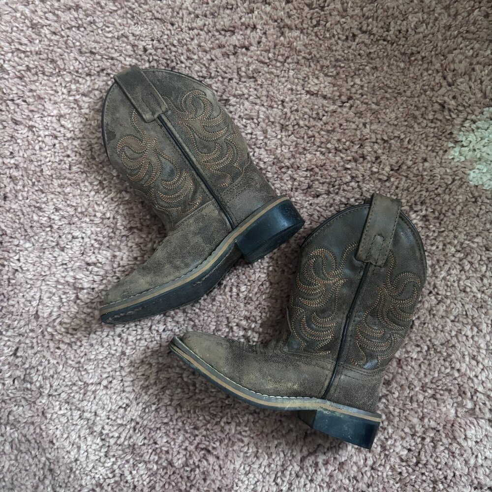 Smoky Mountain Western Boots Girls Size 9 Brown Leather Distressed Cowgirl 3850C